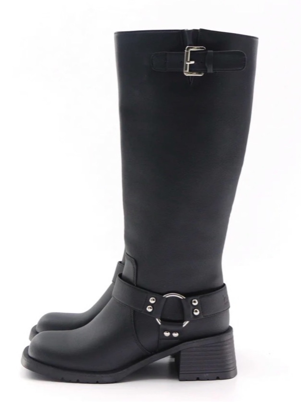 Bego Size 9 (40) Vegan Label Kellie Black Knee High Boots Side Zip Buckle